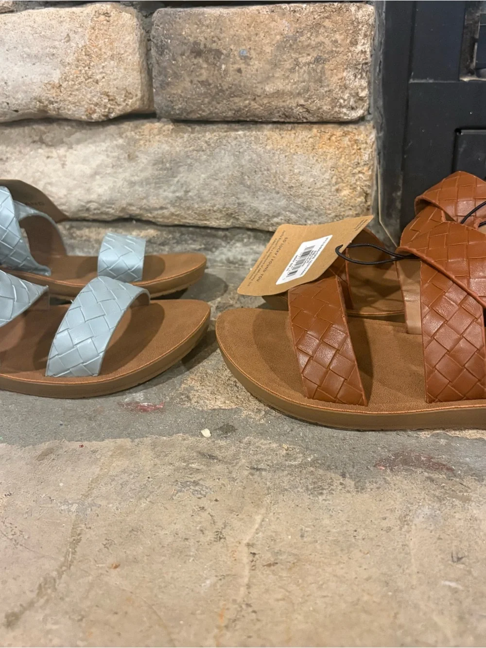 Lot of 2 Big Girls Size 3 Brand Sandals in Light Blue and Brown